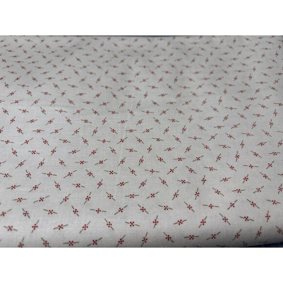 Andover Kathy Hall Floral Cotton Fabric 1/2 yard x 44" Cream Red Print Quilting - Picture 2 of 5
